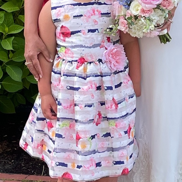 Bonnie Jean Sleeveless Girls Dress Floral with rose on waist, size 12 - Picture 14 of 14